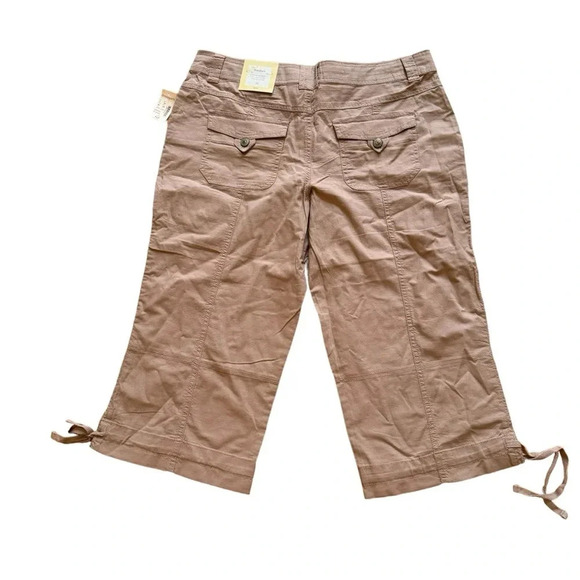 Dressbarn Capri Pants Pale Pastel Pink Drawstring Wide-Leg Cotton 10 NWT - Picture 2 of 13